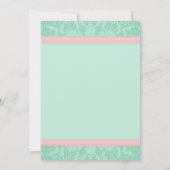 真新しく、ピンクのレースおよび弓ベビーシャワー 招待状 (裏面)