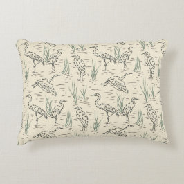 真昼のエグレット – 川に沿って – 鳥のパターン。 アクセントクッション