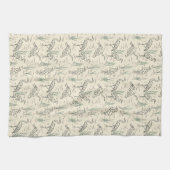 真昼のエグレット – 川に沿って – 鳥のパターン。 キッチンタオル (横)