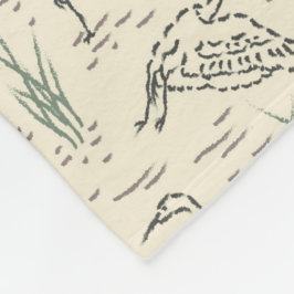 真昼のエグレット – 川に沿って – 鳥のパターン。 フリースブランケット