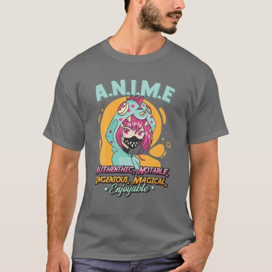 真正な独創的な魔法を意味するアニメ Tシャツ (正面)