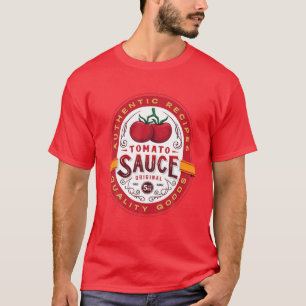 真正トマトソースボトルラベルハおもしろいロー Tシャツ