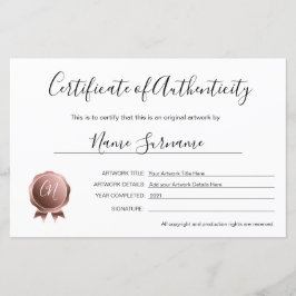 真正性アートワーク証明書