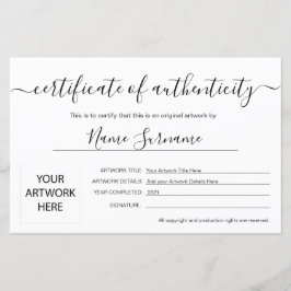 真正性アートワーク証明書
