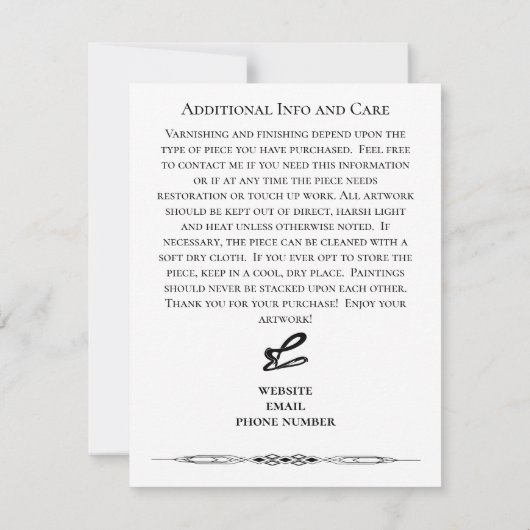 真正性美術品小売業者証 招待状 (裏面)