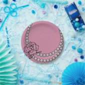 真珠およびばら色のネックレスの紙皿 ペーパープレート (パーティー)