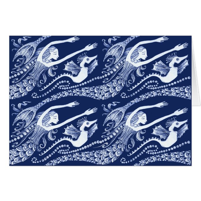 真珠およびタツノオトシゴを持つ人魚 (正面横)