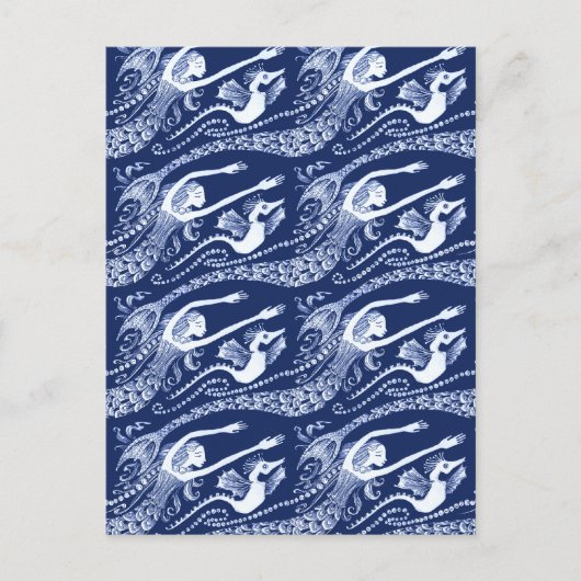 真珠およびタツノオトシゴを持つ人魚 ポストカード (正面)