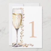 真珠およびプロセッコブライダルシャワー表番号 招待状 (裏面)