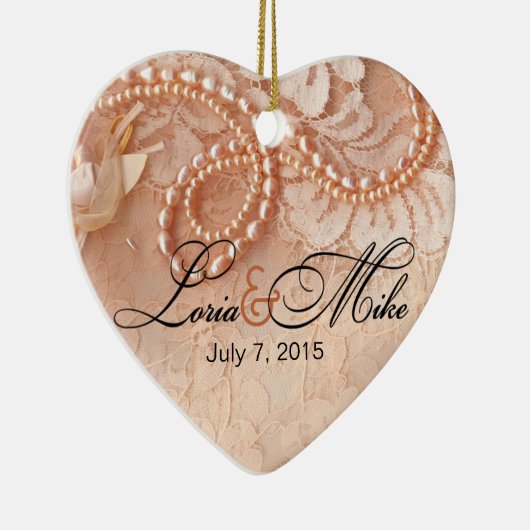 真珠およびレースの写真|の完全なモモ セラミックオーナメント (右)