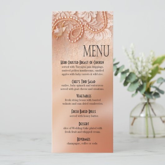 真珠およびレースの夕食メニュー|完全なモモ メニュー (スタンド正面)