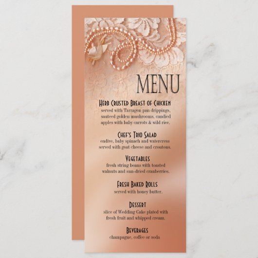 真珠およびレースの夕食メニュー|完全なモモ メニュー (正面/裏面)