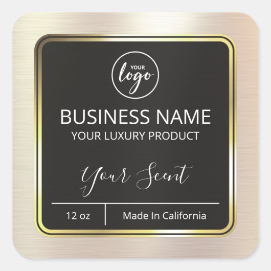 真珠および金ゴールドろうそくラベル スクエアシール (正面)