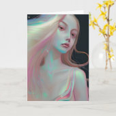 真珠かわいらし色の肌をした神秘的な女性 カード (黄色い花)