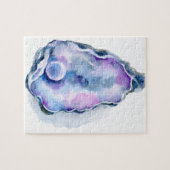 真珠が付いている水彩画のカキ貝 ジグソーパズル (横)