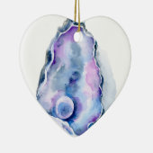 真珠が付いている水彩画のカキ貝 セラミックオーナメント (右)