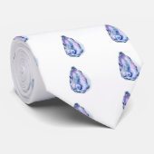 真珠が付いている水彩画のカキ貝 ネクタイ (ロール)
