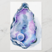 真珠が付いている水彩画のカキ貝 便箋 (正面)