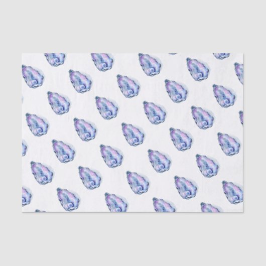 真珠が付いている水彩画のカキ貝 薄葉紙 (正面)