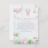 真珠が途中にある – 海の赤ちゃんシャワーの下 サンキューカード (正面)