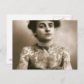 真珠でタトゥーを入れ、ビクトリアンサーカス写真 ポストカード (正面/裏面)