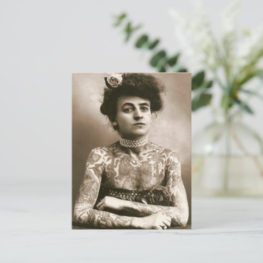 真珠でタトゥーを入れ、ビクトリアンサーカス写真 ポストカード (スタンド正面)