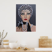 真珠で飾られた女性 ポスター (キッチン)