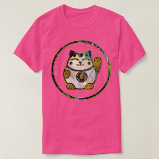 真珠とアワビの招き猫ラッキーキャット Tシャツ (デザイン正面)