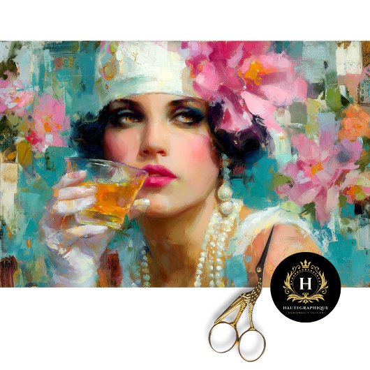 真珠とカクテルヴィンテージグラムデクページ 薄葉紙