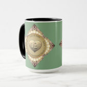 真珠とグリーンの12結婚/30周年 マグカップ (正面左)