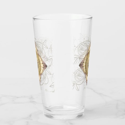 真珠とグリーンの30/12結婚周年 タンブラーグラス (右)