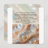 真珠とシェルのエレガント結婚式招待状 招待状 (正面/裏面)