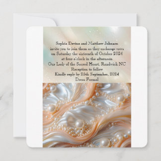 真珠とシェルのエレガント結婚式招待状 招待状