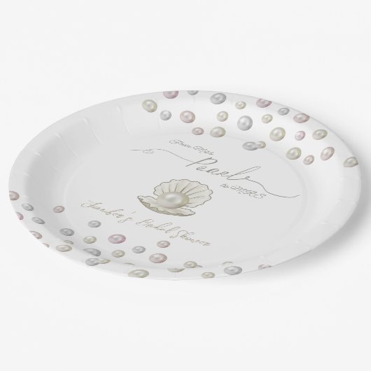 真珠とシェル真珠恋しく思コアへMRSブライダルシャワー ペーパープレート (アングル)