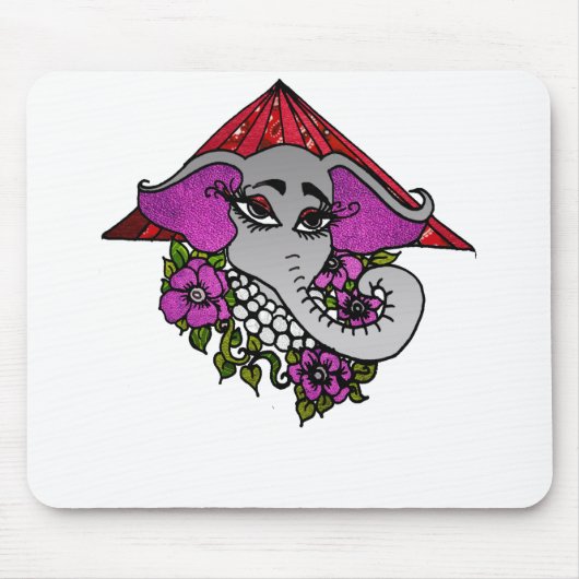 真珠とスミレを持つ象 マウスパッド (正面)