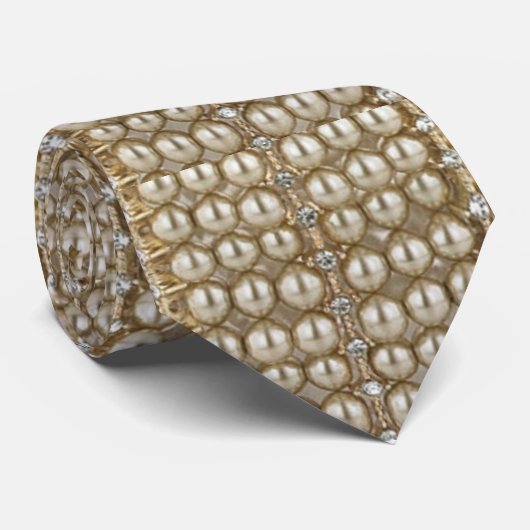 真珠とダイヤモンドのタイ ネクタイ (ロール)