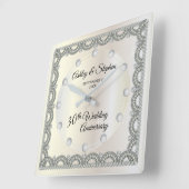 真珠とダイヤ結婚モンド30周年 スクエア壁時計 (傾斜)