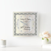 真珠とダイヤ結婚モンド30周年 スクエア壁時計 (ホーム)