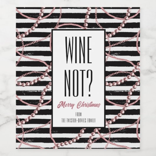 真珠とチェインストライプを持つワインではないヴィンテージ ワインラベル (シングルラベル)