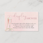 真珠とピンクプロセッコブライダルディスプレイシャワー エンクロージャーカード (正面)