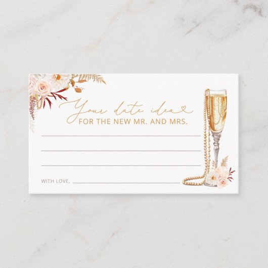 真珠とプロセッコとフローラデート夜アイディア エンクロージャーカード (正面)