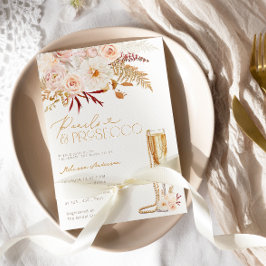 真珠とプロセッコとフローラブライダルシャワー 招待状