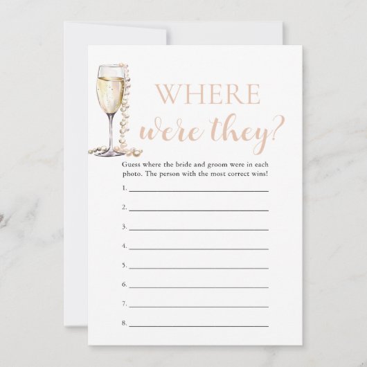 真珠とプロセッコどこで彼らはカップルのゲーム 招待状 (正面)