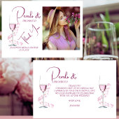 真珠とプロセッコのエレガント写真ブライダルシャワー サンキューカード