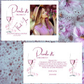 真珠とプロセッコのエレガント写真ブライダルシャワー サンキューカード