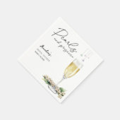 真珠とプロセッコのエレガント緑ブライダルシャワー スタンダードカクテルナプキン (角)