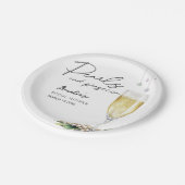 真珠とプロセッコのエレガント緑ブライダルシャワー ペーパープレート (アングル)