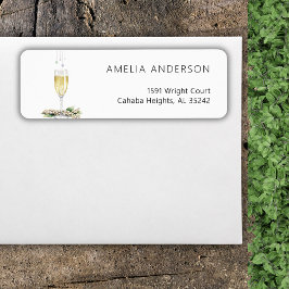 真珠とプロセッコのエレガント緑ブライダルシャワー ラベル