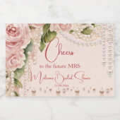 真珠とプロセッコのブライダルシャワーの好意 スパークリングワインラベル (シングルラベル)