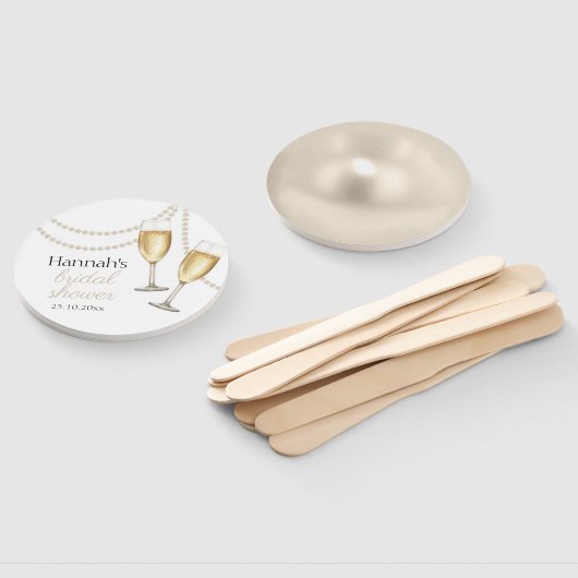 真珠とプロセッコのブライダルシャワーの好意 ハンドファン (組立なし)